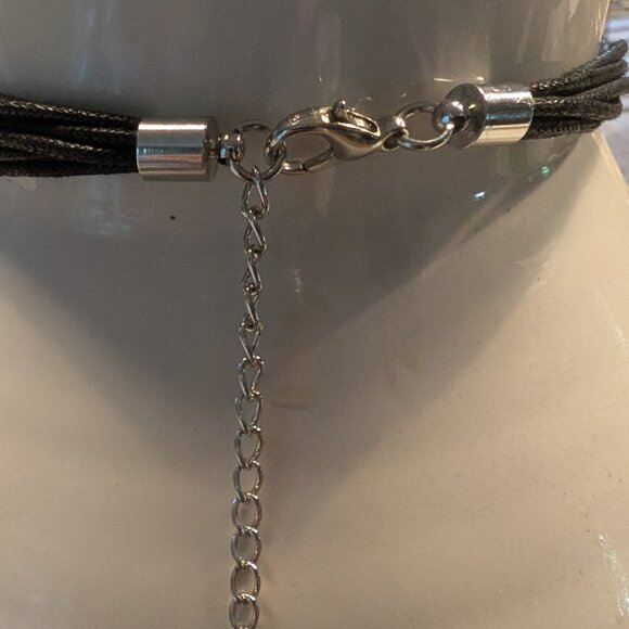 Silver Beaded Choker Necklace, seven strand - Picture 6 of 6